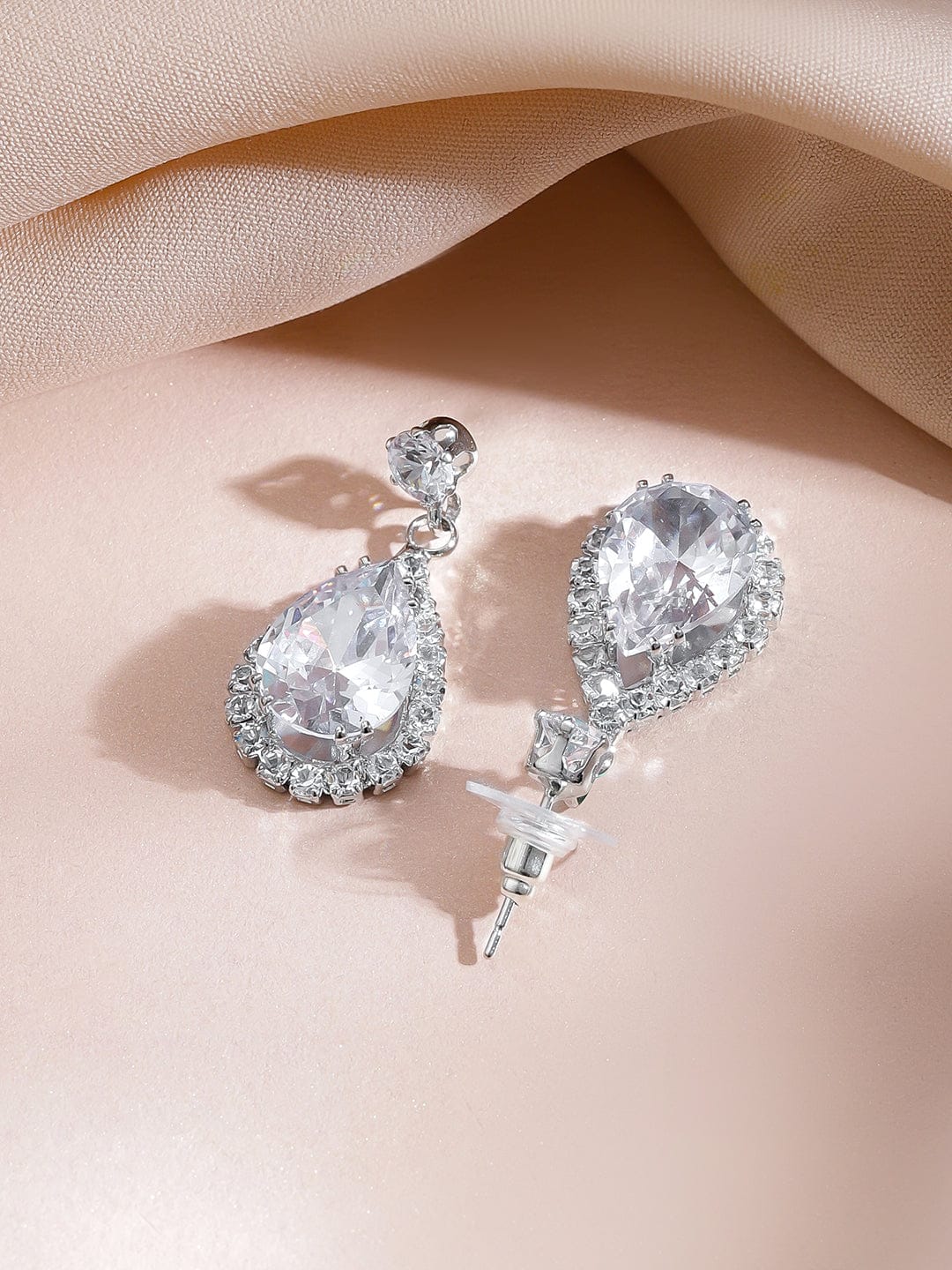 White Crystal Teardrop Necklace Set