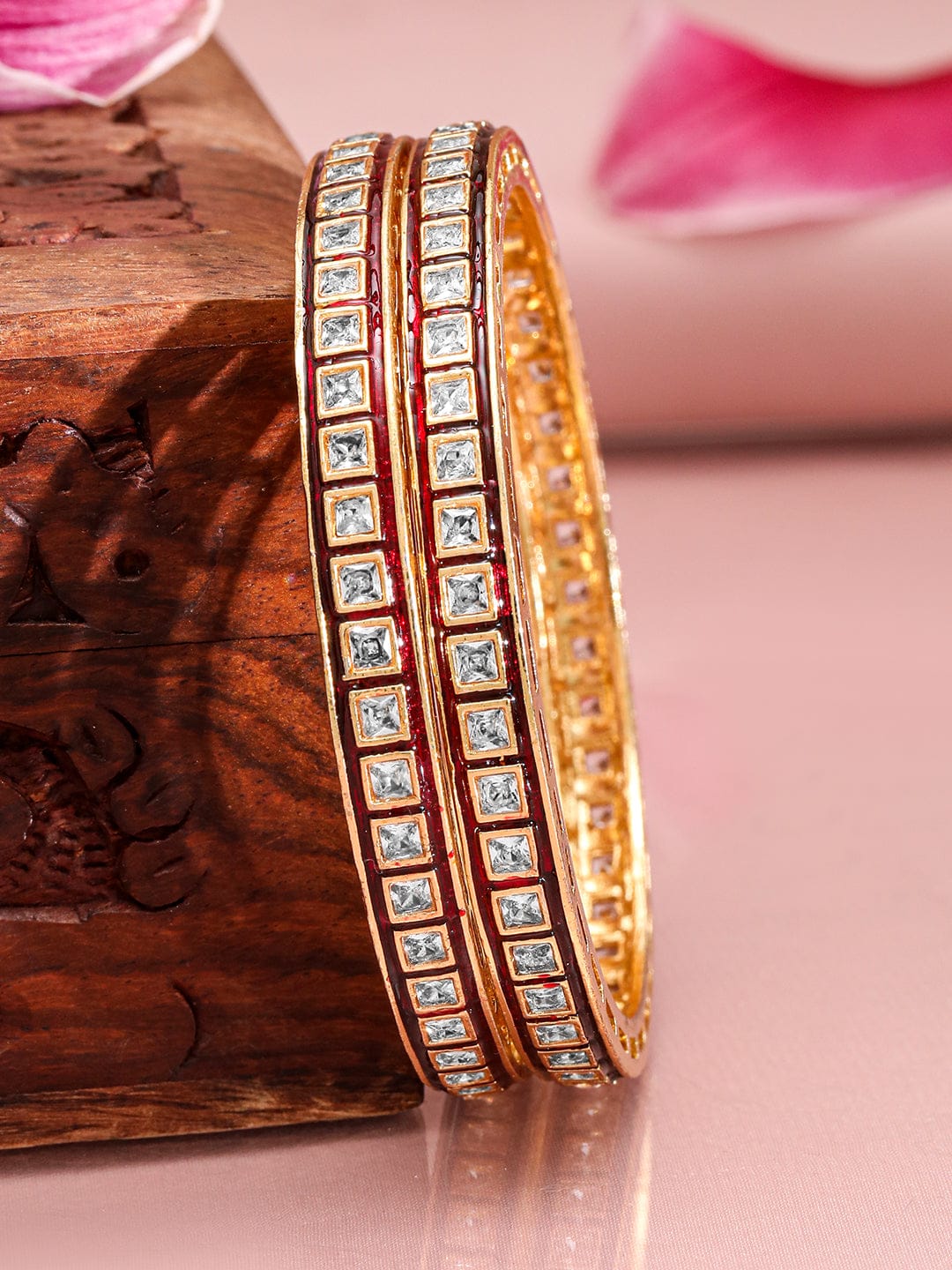 White Kundan Elegance Bangles
