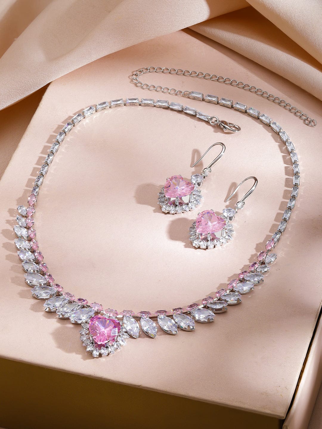 Wings of Freedom Crystal Necklace Set - Pink