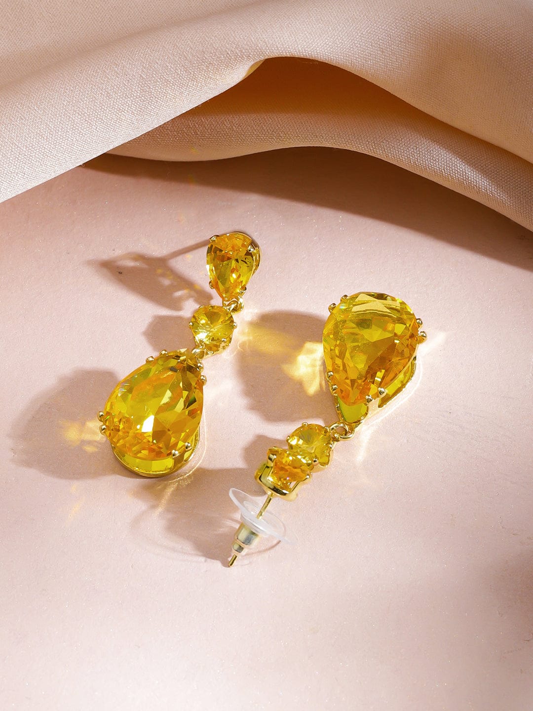 Yellow Raindrop Crystal Necklace Set